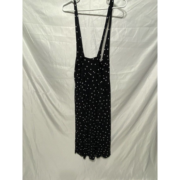 Forever 21 Black Polka Dot Dressy Wide Leg Romper Medium Button Suspenders - Picture 6 of 14